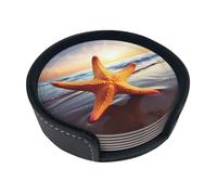 Set di 6 sottobicchieri a forma di stella marina per bevande, in pelle, sottobicchieri, sottobicchieri, per tazza da cucina, bar, decorazione per la casa, regalo di inaugurazione della casa