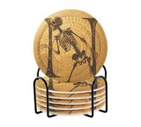 Set di 6 sottobicchieri a forma di teschio con lettera N per ufficio, con supporto, per tavolo da pranzo, decorazione per la casa
