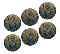 Set di 6 sottobicchieri a forma di teschio, con torcia artistica e religione, motivo religioso, fede, cranio, in PVC, decorazione per la casa, scrivania, patio, tavolo, matrimonio, ufficio, campeggio