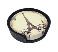 Set di 6 sottobicchieri a forma di torre Eiffel a forma di bicicletta per bevande, in pelle, sottobicchieri, per tazze da cucina, bar, decorazione per la casa, regalo di inaugurazione della casa