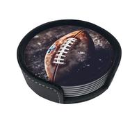 Set di 6 sottobicchieri a tema football americano per bevande, in pelle, sottobicchieri, sottobicchieri, per tazze, cucina, bar, decorazione per la casa, regalo di inaugurazione della casa