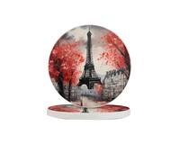 Set di 6 sottobicchieri a tema Torre Eiffel, romantici sottobicchieri assorbenti in diatomite, ad asciugatura rapida, per bevande, tazze rotonde per tavolo, bar, decorazione per la casa