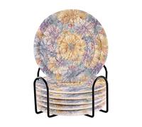 Set di 6 sottobicchieri alla moda bohémien con fiori colorati per ufficio e supporto, per bevande e decorazioni per la casa