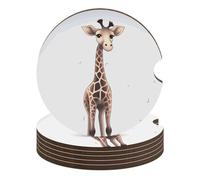 Set di 6 sottobicchieri antiscivolo universali per auto, 6,6 cm, con simpatica giraffa, sottobicchiere per auto, accessori per interni dell'auto, unisex
