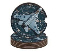 Set di 6 sottobicchieri antiscivolo universali per bevande con motivo Air Force Fighter Jet Car da 6,6 cm, unisex