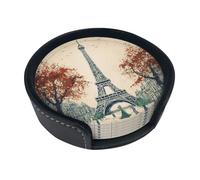 Set di 6 sottobicchieri artistici per bevande con albero della città di Parigi Torre Eiffel per bevande in pelle sottobicchieri per tazza da tè per tazza cucina bar decorazione casa regalo di