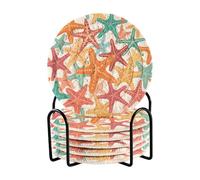 Set di 6 sottobicchieri assorbenti colorati a forma di stella marina con supporto per bevande, assorbenti, per casa, bar, must have