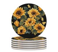 Set di 6 sottobicchieri assorbenti con base in sughero, divertenti girasoli, grazie per avermi illuminato la vita, stampati per cucina, soggiorno, ufficio, ristorante, caffetteria o bar.