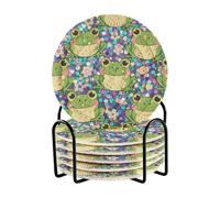 Set di 6 sottobicchieri assorbenti con finti lustrini glitterati viola a forma di rana con supporto, per bevande assorbenti all'esterno