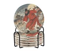 Set di 6 sottobicchieri assorbenti con motivo della cultura cinese, con supporto, per bevande, decorazione da tavolo