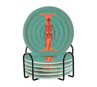 Set di 6 sottobicchieri assorbenti con teschio e lettera I, per tavolo da pranzo, bar, elementi essenziali per la decorazione della casa