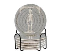 Set di 6 sottobicchieri assorbenti con teschio e lettera T, con supporto, per protezione da tavolo, decorazione della cucina