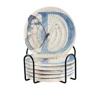 Set di 6 sottobicchieri assorbenti e contenitori, con lettera D, per tavolo da pranzo, articoli decorativi per la casa