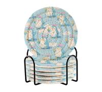 Set di 6 sottobicchieri assorbenti e supporto a forma di pinguino, per bevande, assorbenti, protezione da tavolo