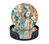 Set di 6 sottobicchieri astratti maschili e femminili con supporto in pelle sottobicchieri protezione da tavolo tappetino per tazza per bar decorazione tazza pad per tavolino da caffè cucina sala da