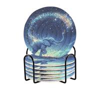 Set di 6 sottobicchieri blu con simpatico elefante stellato notte stellata con supporto per bevande regalo di inaugurazione della casa assorbente
