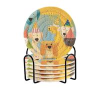 Set di 6 sottobicchieri carini a tema cartoni animati per feste in famiglia con cani, per bevande all'aperto