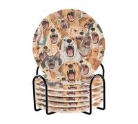 Set di 6 sottobicchieri colorati a forma di cane in stile cartone animato, con supporto, per bevande, bar, elementi essenziali per la decorazione della casa