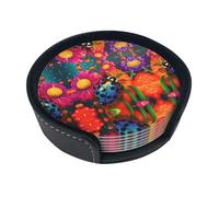 Set di 6 sottobicchieri colorati a forma di coccinella dal design elegante, in pelle PU, per casa, ufficio e cucina, facili da pulire e resistenti al calore