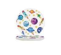 Set di 6 sottobicchieri colorati a forma di nave spaziale, assorbenti, in diatomite, ad asciugatura rapida, per bevande, tazze rotonde per tavolo, bar, decorazione per la casa