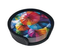 Set di 6 sottobicchieri colorati a forma di ombrello per bevande, in pelle, sottobicchieri, sottobicchieri, per tazze, cucina, bar, decorazione per la casa, regalo di inaugurazione della casa