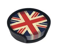 Set di 6 sottobicchieri con bandiera del Regno Unito per bevande, in pelle, sottobicchieri, sottobicchieri, per tazze, cucina, bar, decorazione per la casa, regalo di inaugurazione della casa