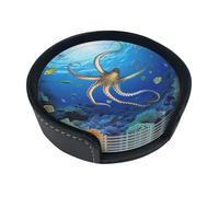 Set di 6 sottobicchieri con biologia marina per bevande, in pelle, sottobicchieri, sottobicchieri, per tazza da cucina, bar, decorazione per la casa, regalo di inaugurazione della casa