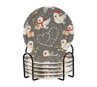 Set di 6 sottobicchieri con colomba di Natale per bevande, assorbenti, decorazioni per la casa