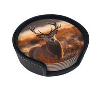 Set di 6 sottobicchieri con corna di cervo rosso per bevande, in pelle, sottobicchieri, sottobicchieri, per tazza da cucina, bar, decorazione per la casa, regalo di inaugurazione della casa