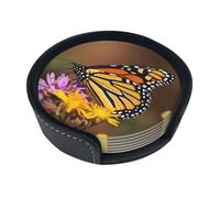 Set di 6 sottobicchieri con farfalla monarca per bevande, in pelle, sottobicchieri, sottobicchieri, per tazza, cucina, bar, decorazione per la casa, regalo di inaugurazione della casa
