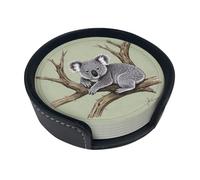 Set di 6 sottobicchieri con koala per bevande, in pelle, sottobicchieri, sottobicchieri, per tazze, cucina, bar, decorazione per la casa, regalo di inaugurazione della casa