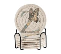 Set di 6 sottobicchieri con lettera Z a forma di farfalla, con supporto, per tazze da tavolo in legno