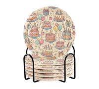 Set di 6 sottobicchieri con motivo a torte carine con supporto, per protezione da tavolo, decorazione della cucina