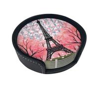 Set di 6 sottobicchieri con motivo Torre Eiffel per bevande, in pelle, sottobicchieri, sottobicchieri, per tazze, cucina, bar, decorazione per la casa, regalo di inaugurazione della casa