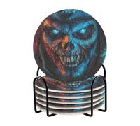 Set di 6 sottobicchieri con ruote pirata zombie e supporto, per casa, bar, must have