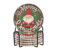 Set di 6 sottobicchieri con scritta "Merry Christmas" e nani dei cartoni animati, con supporto, per bevande Posavasos Para Mesa