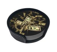 Set di 6 sottobicchieri con simbolo del dollaro per bevande, in pelle, sottobicchieri, sottobicchieri, per tazza, cucina, bar, decorazione per la casa, regalo di inaugurazione della casa