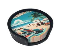 Set di 6 sottobicchieri con stampa di scenari di spiaggia per bevande con sottobicchieri, decorazione da tavolo per proteggere mobili