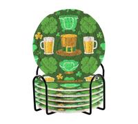 Set di 6 sottobicchieri con trifoglio di birra a forma di trifoglio verde di San Patrizio e supporto per la casa Posavasos Para Mesa