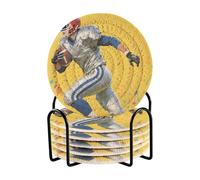 Set di 6 sottobicchieri da baseball gialli con supporto, sottobicchieri da tavolo per bevande, accessori essenziali per la decorazione della casa