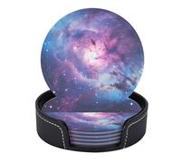 Set di 6 sottobicchieri da tavolo moderni in PU con motivo creativo a spirale, stelle, nebulosa, galassia, spazio, universo, per bevande, set di sottobicchieri, 4 pollici