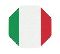 Set di 6 sottobicchieri decorativi in pelle con bandiera italiana, fine e morbido, facile da pulire, ottagonale 10 x 10 cm