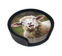 Set di 6 sottobicchieri divertenti con lingua di pecora birichina carina per bevande, set di 6 sottobicchieri in pelle per tazza da tè per tazza da cucina bar decorazione per la casa regalo di