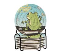 Set di 6 sottobicchieri e supporto Frog Butt You Drink, per bevande, decorazione da tavolo
