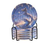 Set di 6 sottobicchieri e supporto in cotone a forma di sirena, per bevande e bar, per decorare la casa
