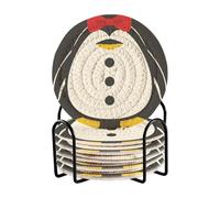 Set di 6 sottobicchieri e supporto minimalisti a tema pinguino, costume di Halloween per ragazzi, set di 6 sottobicchieri assorbenti per bevande, casa, bar, must have