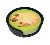 Set di 6 sottobicchieri eleganti con simpatico cagnolino, in pelle sintetica ultra morbida, con scatola, facili da pulire e resistenti alle macchie, perfetti per casa, cucina e ufficio