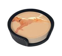 Set di 6 sottobicchieri eleganti con simpatico cagnolino, in pelle sintetica ultra morbida, con scatola, facili da pulire e resistenti alle macchie, perfetti per casa, cucina e ufficio