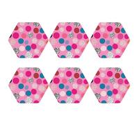 Set di 6 sottobicchieri esagonali, in pelle PU, per bevande, tavolino da caffè, protezione per tavolo con pois rosa pazzi, decorazione per la casa, sottobicchieri