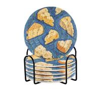 Set di 6 sottobicchieri estetici con pittura artistica blu per scrivania e supporto, set di 6 sottobicchieri per la casa Posavasos Para Mesa